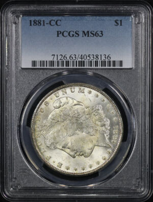 Obverse of this 1881-CC Morgan Dollar PCGS MS-63
