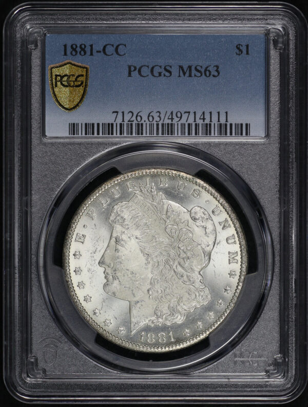 Obverse of this 1881-CC Morgan Dollar PCGS MS-63