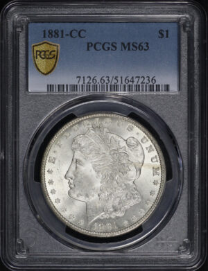 Obverse of this 1881-CC Morgan Dollar PCGS MS-63