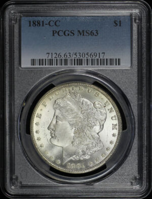 Obverse of this 1881-CC Morgan Dollar PCGS MS-63
