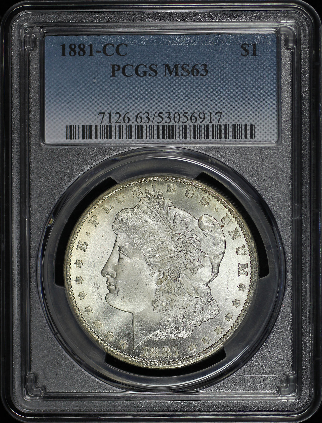 Obverse of this 1881-CC Morgan Dollar PCGS MS-63