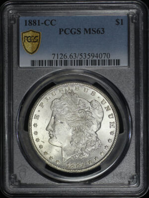 Obverse of this 1881-CC Morgan Dollar PCGS MS-63