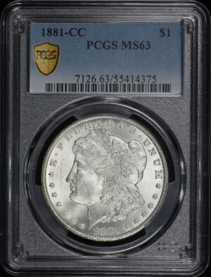Obverse of this 1881-CC Morgan Dollar PCGS MS-63