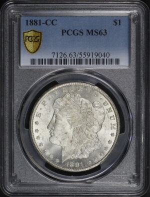 Obverse of this 1881-CC Morgan Dollar PCGS MS-63