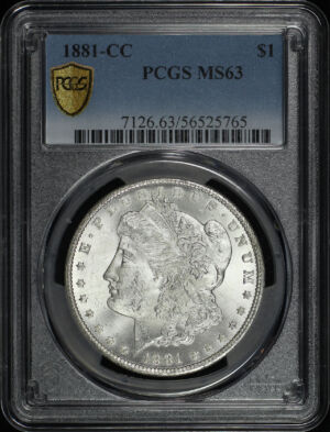 Obverse of this 1881-CC Morgan Dollar PCGS MS-63