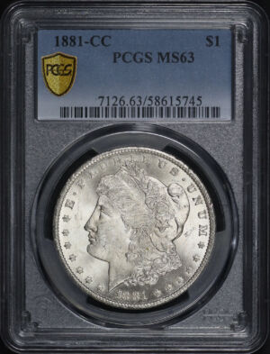 Obverse of this 1881-CC Morgan Dollar PCGS MS-63