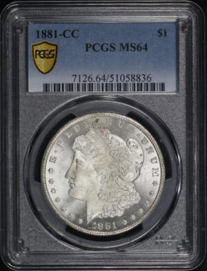 Obverse of this 1881-CC Morgan Dollar PCGS MS-64