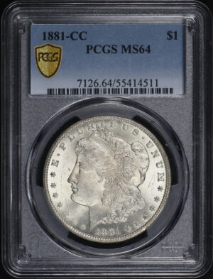 Obverse of this 1881-CC Morgan Dollar PCGS MS-64