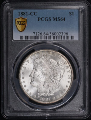 Obverse of this 1881-CC Morgan Dollar PCGS MS-64