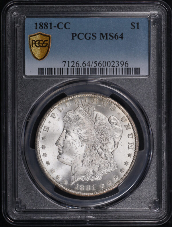Obverse of this 1881-CC Morgan Dollar PCGS MS-64