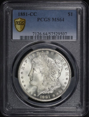 Obverse of this 1881-CC Morgan Dollar PCGS MS-64