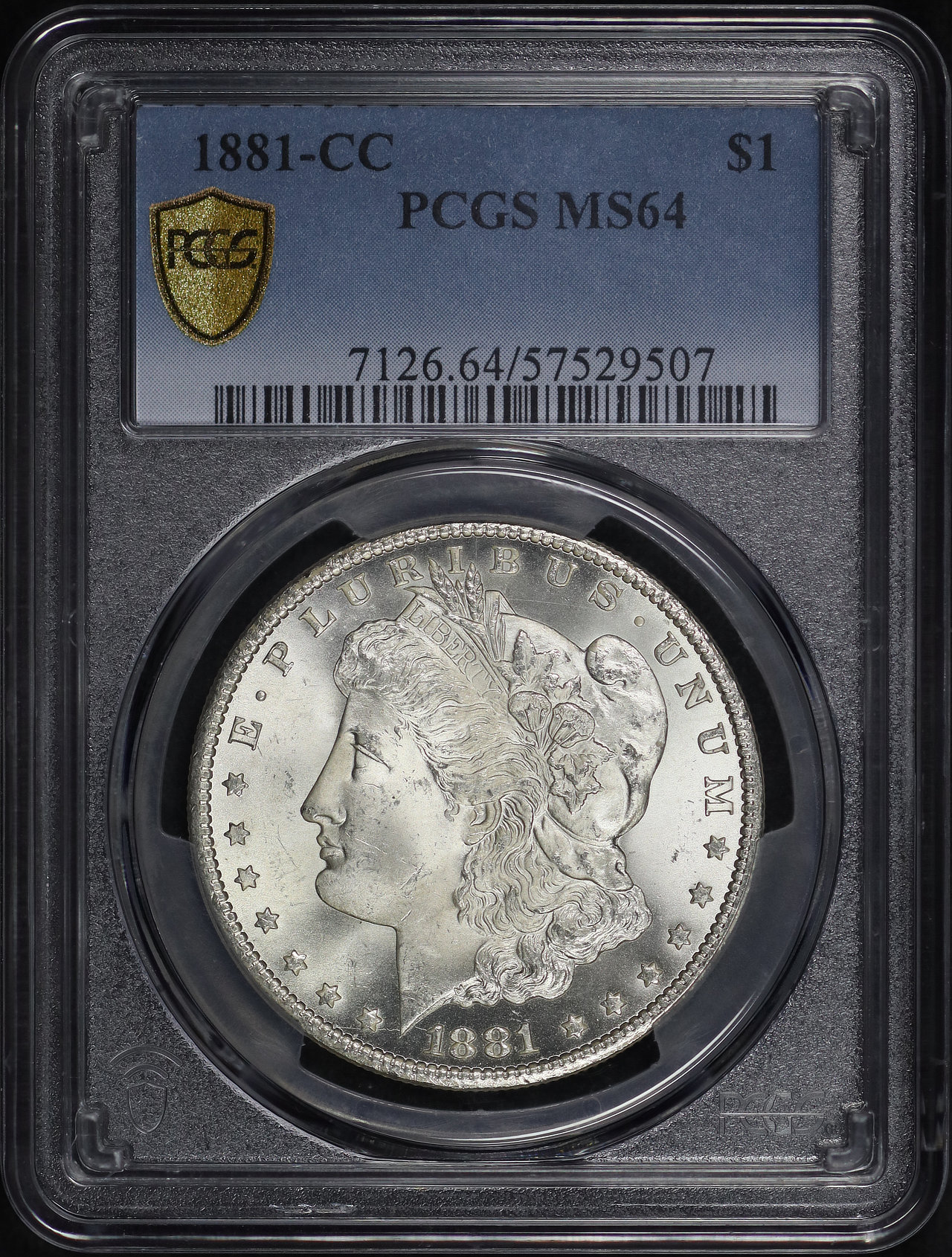 Obverse of this 1881-CC Morgan Dollar PCGS MS-64
