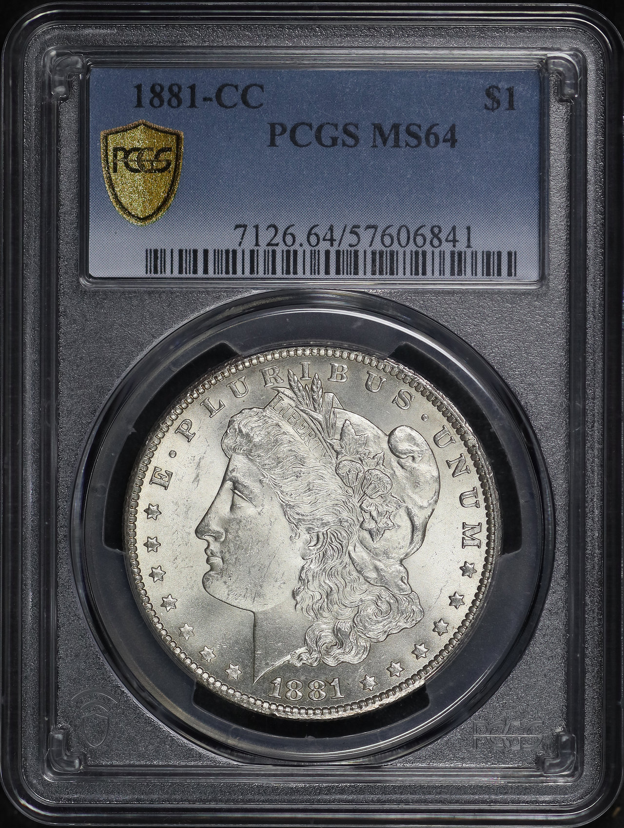 Obverse of this 1881-CC Morgan Dollar PCGS MS-64