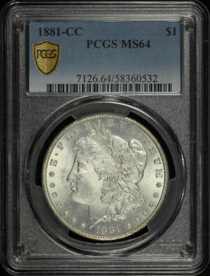 Obverse of this 1881-CC Morgan Dollar PCGS MS-64