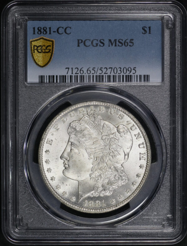 Obverse of this 1881-CC Morgan Dollar PCGS MS-65