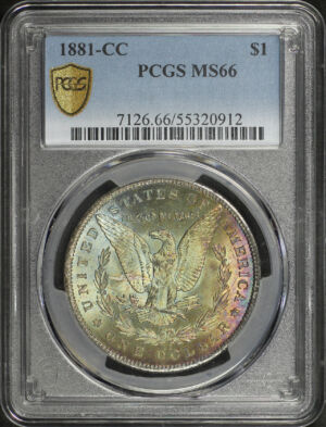 Obverse of this 1881-CC Morgan Dollar PCGS MS-66