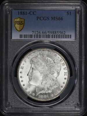 Obverse of this 1881-CC Morgan Dollar PCGS MS-66