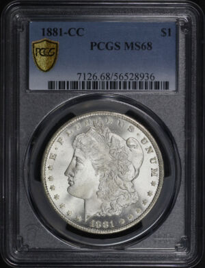 Obverse of this 1881-CC Morgan Dollar PCGS MS-68 (Top pop 5/0)