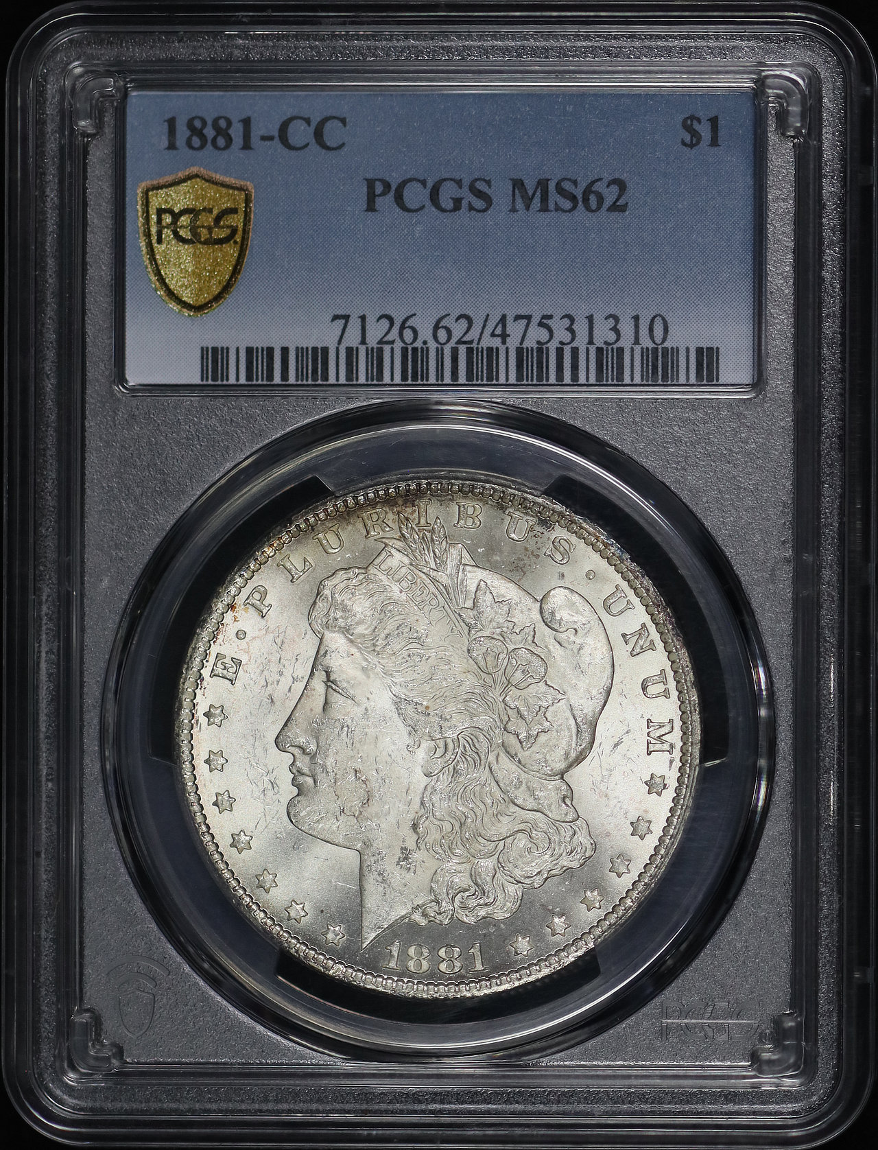 Obverse of this 1881-CC Morgan Dollar PCGS MS-62