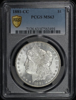 Obverse of this 1881-CC Morgan Dollar PCGS MS-63