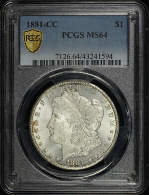 Obverse of this 1881-CC Morgan Dollar PCGS MS-64