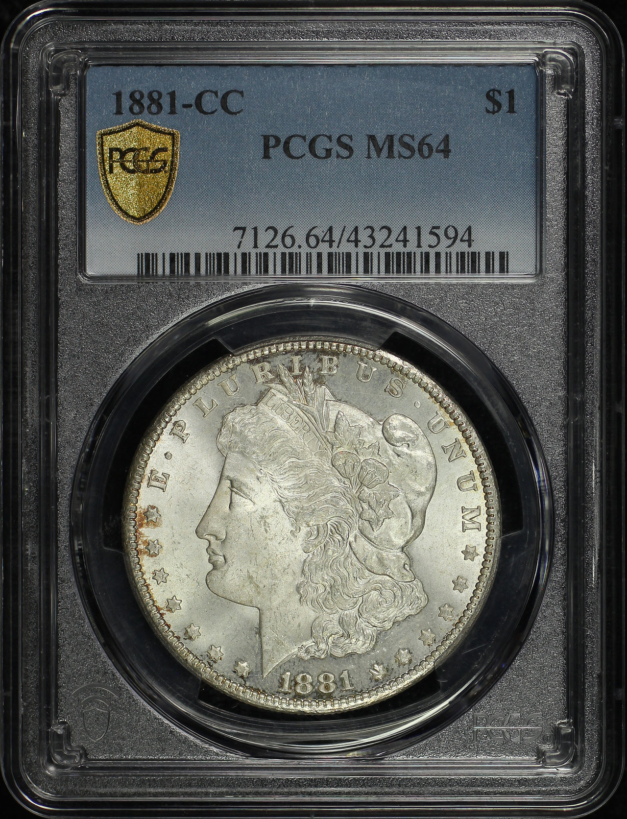 Obverse of this 1881-CC Morgan Dollar PCGS MS-64