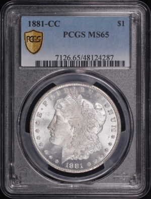Obverse of this 1881-CC Morgan Dollar PCGS MS-65