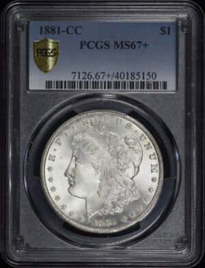 Obverse of this 1881-CC Morgan Dollar PCGS MS-67+