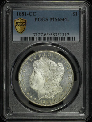 Obverse of this 1881-CC Morgan Dollar PCGS MS-65 PL