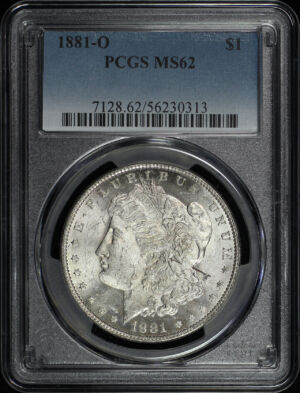 Obverse of this 1881-O Morgan Dollar PCGS MS-62