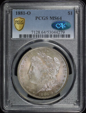 Obverse of this 1881-O Morgan Dollar PCGS MS-64 CAC
