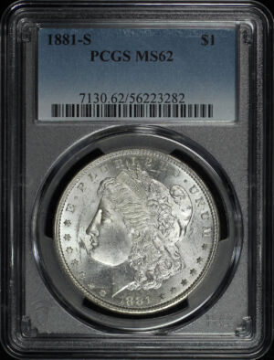 Obverse of this 1881-S Morgan Dollar PCGS MS-62