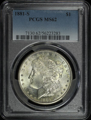 Obverse of this 1881-S Morgan Dollar PCGS MS-62