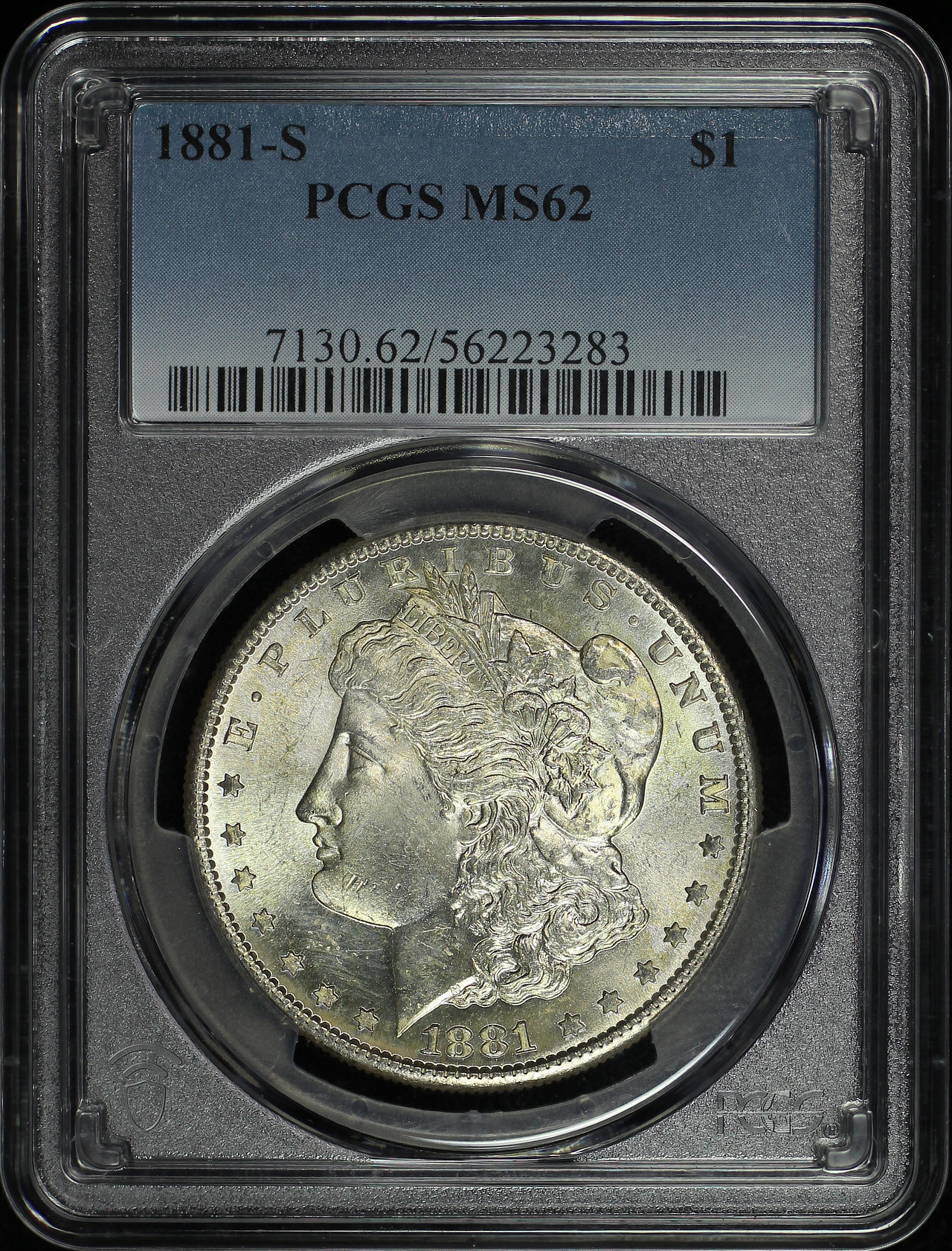 Obverse of this 1881-S Morgan Dollar PCGS MS-62