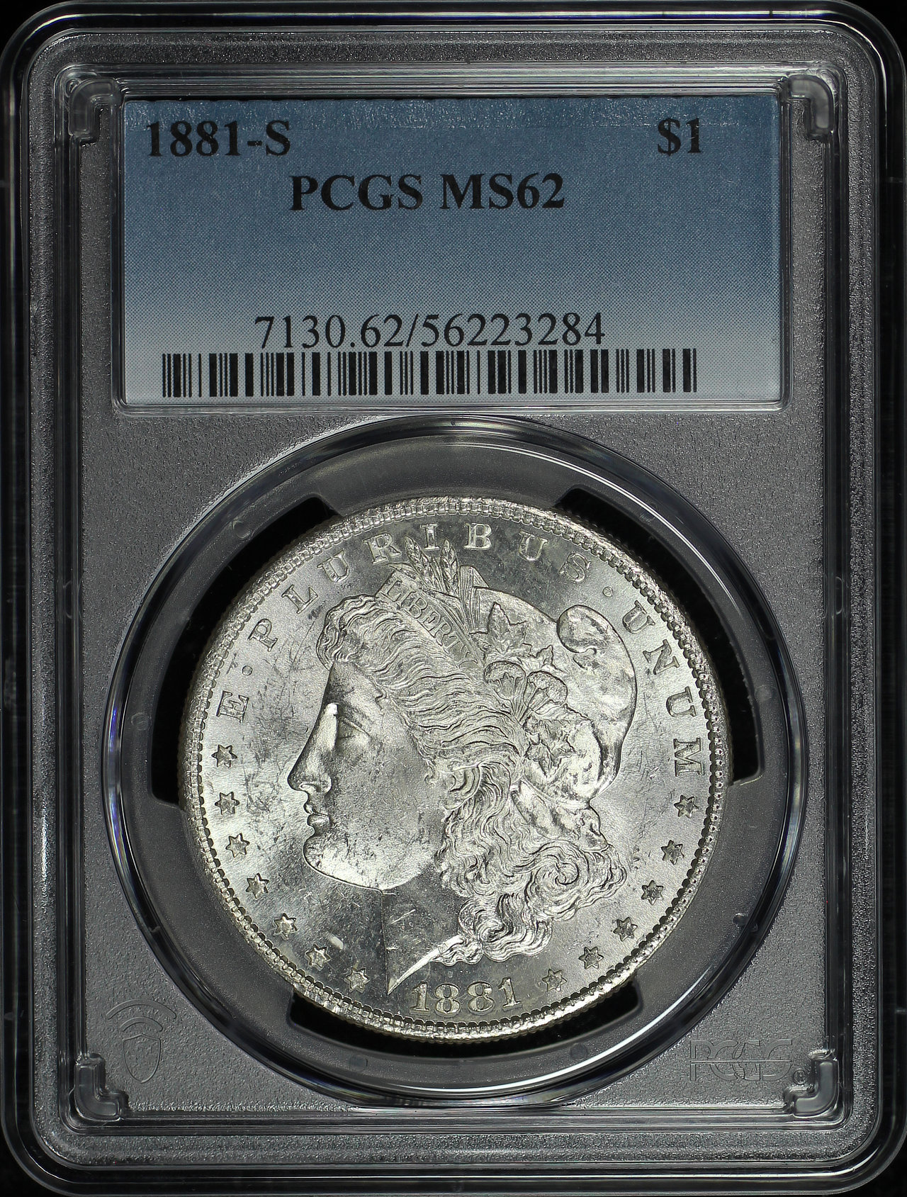Obverse of this 1881-S Morgan Dollar PCGS MS-62