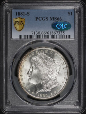 Obverse of this 1881-S Morgan Dollar PCGS MS-66 CAC