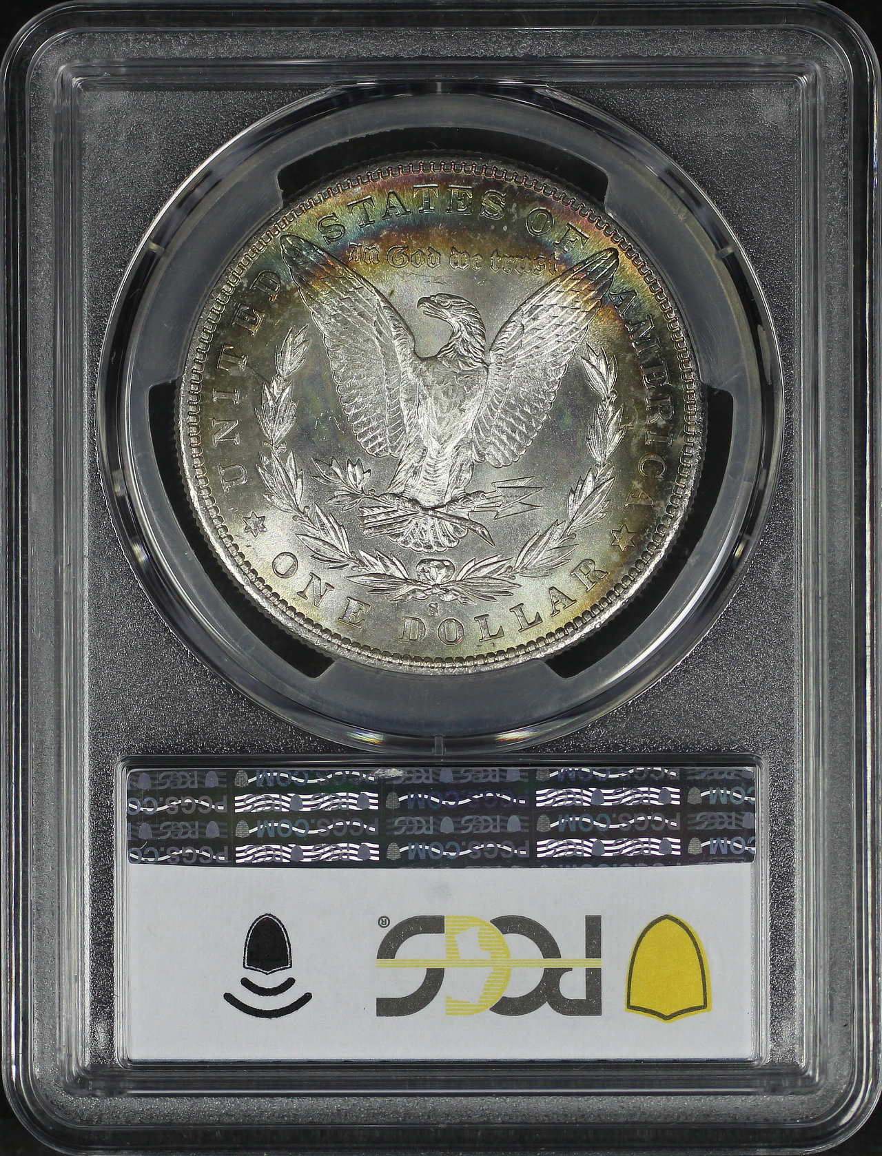 Reverse of this 1881-S Morgan Dollar PCGS MS-67 Rainbow Toning