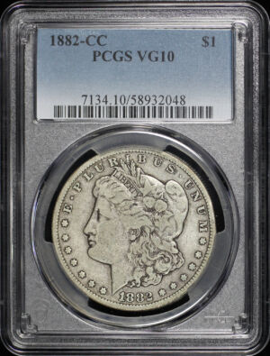 Obverse of this 1882-CC Morgan Dollar PCGS VG-10