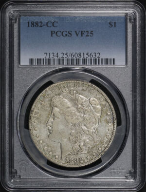 Obverse of this 1882-CC Morgan Dollar PCGS VF-25