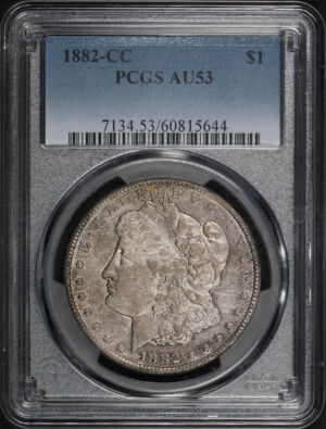 Obverse of this 1882-CC Morgan Dollar PCGS AU-53