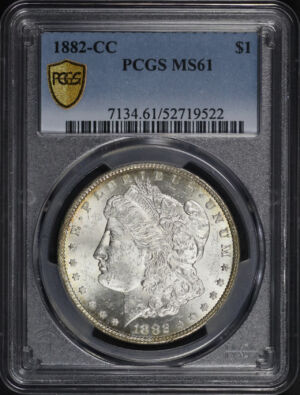 Obverse of this 1882-CC Morgan Dollar PCGS MS-61