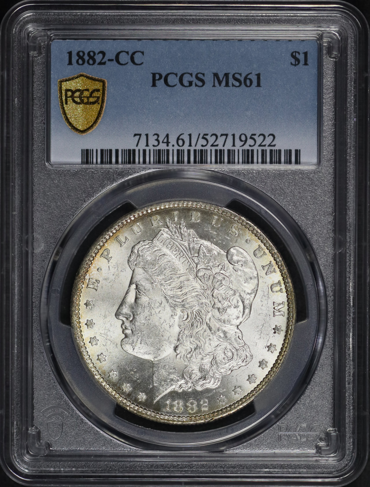 Obverse of this 1882-CC Morgan Dollar PCGS MS-61