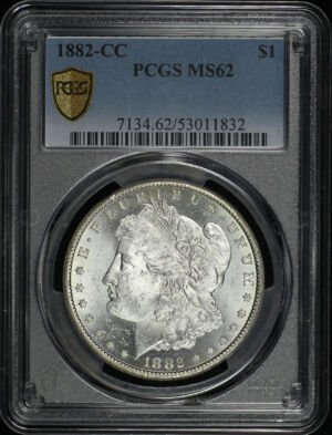 Obverse of this 1882-CC Morgan Dollar PCGS MS-62