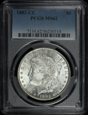 Obverse of this 1882-CC Morgan Dollar PCGS MS-62