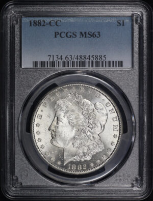 Obverse of this 1882-CC Morgan Dollar PCGS MS-63