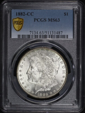 Obverse of this 1882-CC Morgan Dollar PCGS MS-63