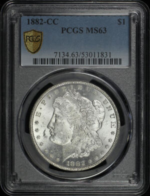 Obverse of this 1882-CC Morgan Dollar PCGS MS-63