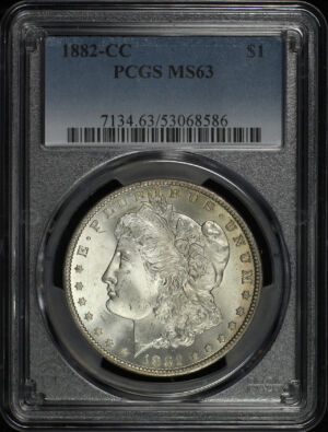 Obverse of this 1882-CC Morgan Dollar PCGS MS-63