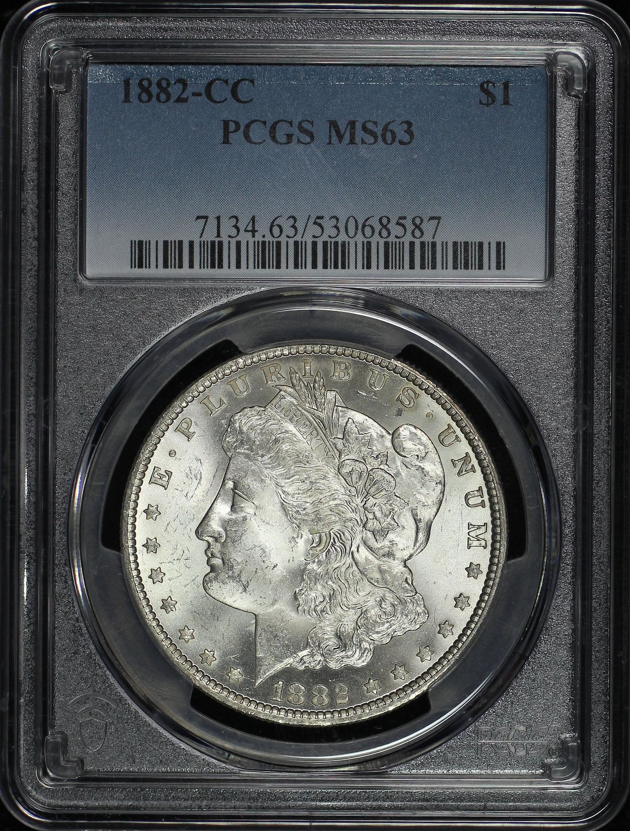 Obverse of this 1882-CC Morgan Dollar PCGS MS-63