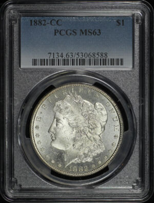 Obverse of this 1882-CC Morgan Dollar PCGS MS-63